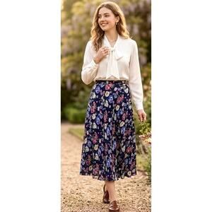 Vintage Herman Geist Floral Violets Midi Skirt